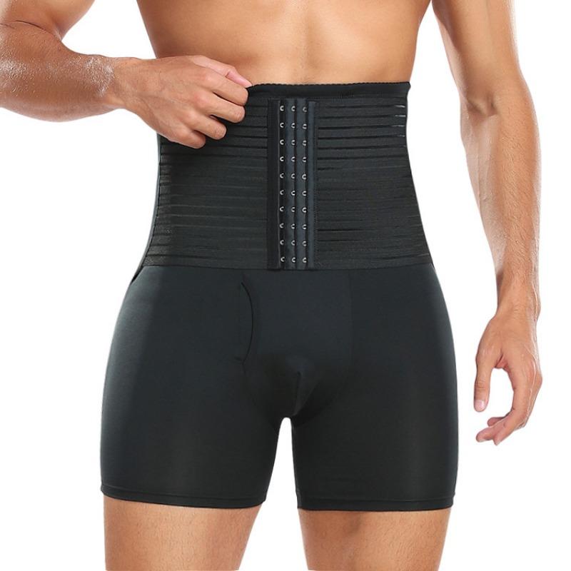 Men s High Waist Tummy Control Compression Shorts With Hook And Eye Closure S