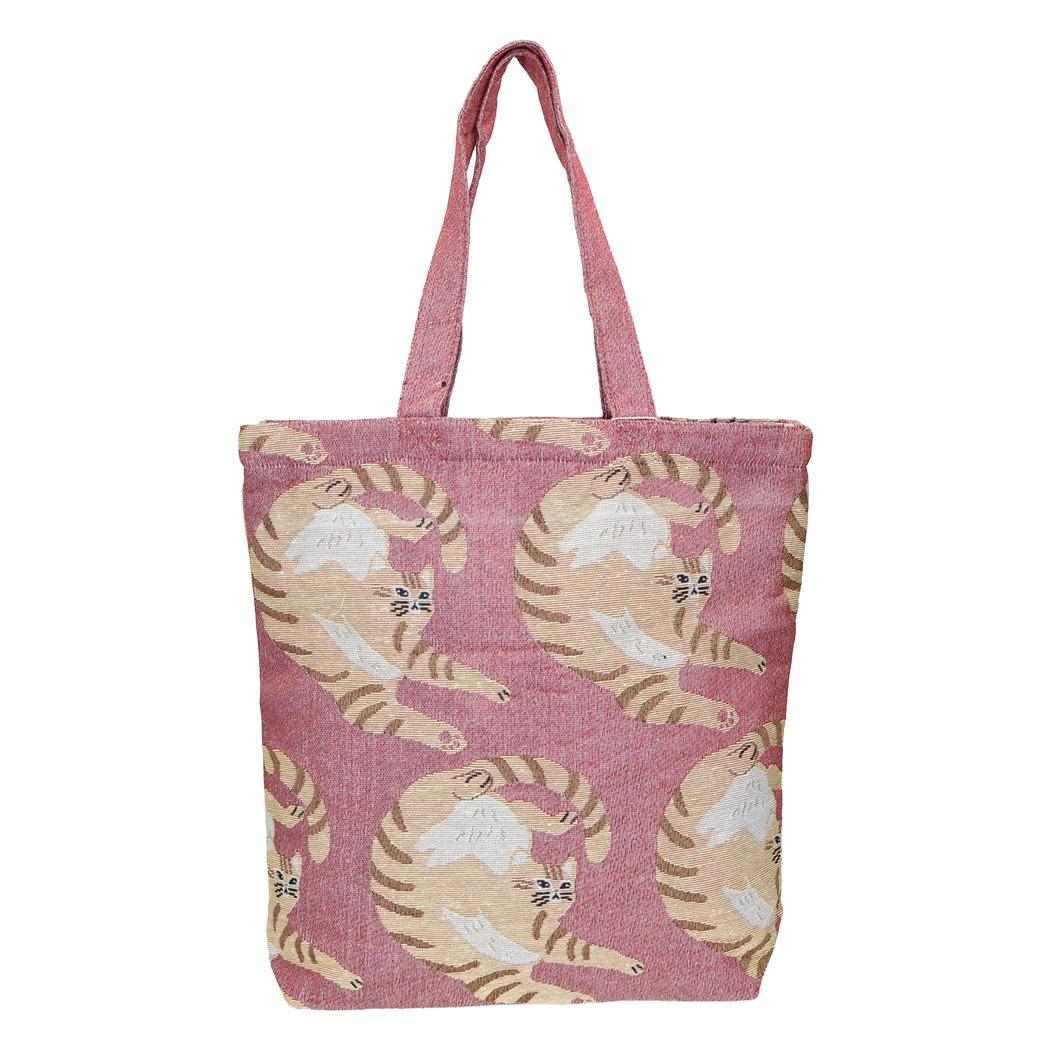 

Friends Hill ouaf ouaf & miaou marché Jacquard Tote Bag, Tiger Cat Design, 911628