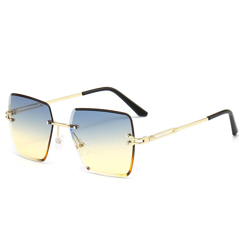 

Classic Vintage Retro Square Men Sunglasses Gradient Fashionable Colorful Sun Eyeglasses Frameless Eyeglasses Women Luxurious Glasses 1PC