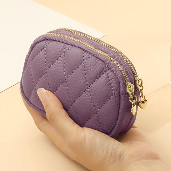 Double Layer Coin Purse, Dual-Compartment PU Leather Wallet, with Zipper Durable Scratch-Resistant Coin Holder Pouch