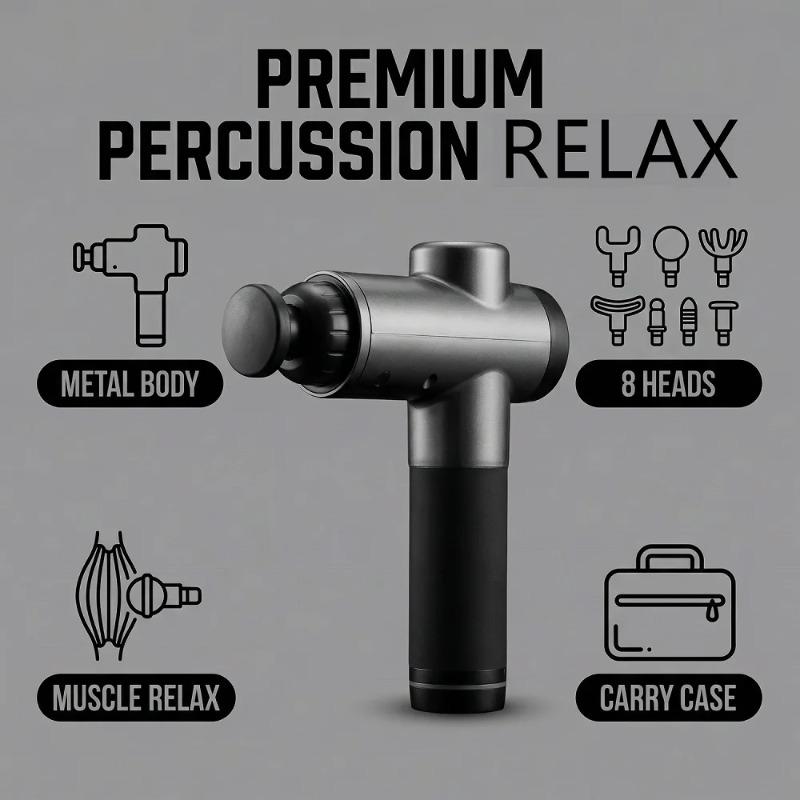 Muscle Recovery Massage Gun 8 Speed Levels and Attachments Portable Deep Tissue Percussion Massager for Pain Relief