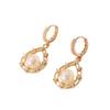 1 Pair Luxurious Hollow Imitation Pearl Drop Shape Dangle Earrings for Women Cubic Zirconia Jewelry Wedding Party Accessories