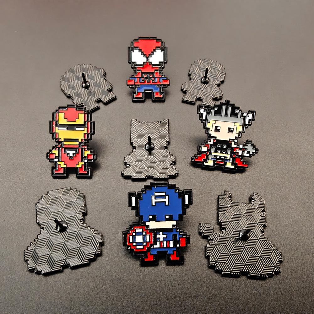 Pixel Avengers Brooch: Creative Spider-Man & Iron Man Superhero Badge
