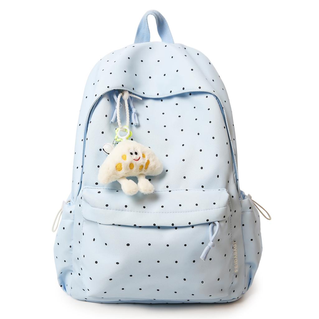 Schoolbag Japanese Ins New Fresh, Sweet and Cute Polka Dot Backpack for Junior High School Students, Lightweight and Versatile Backpack