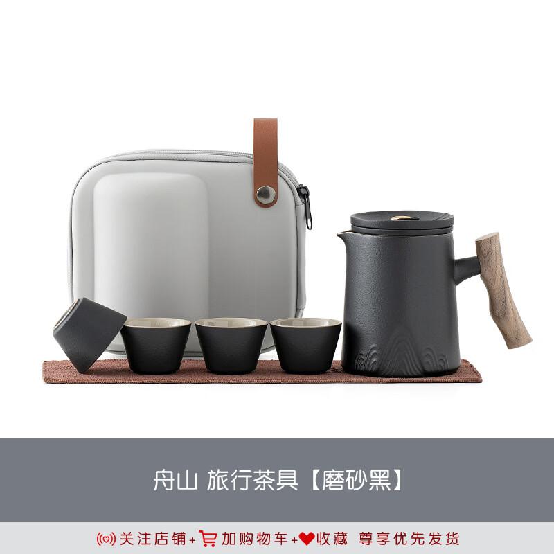 Zhui Jia Japanese Style Matte Black Ceramic Travel Tea Set