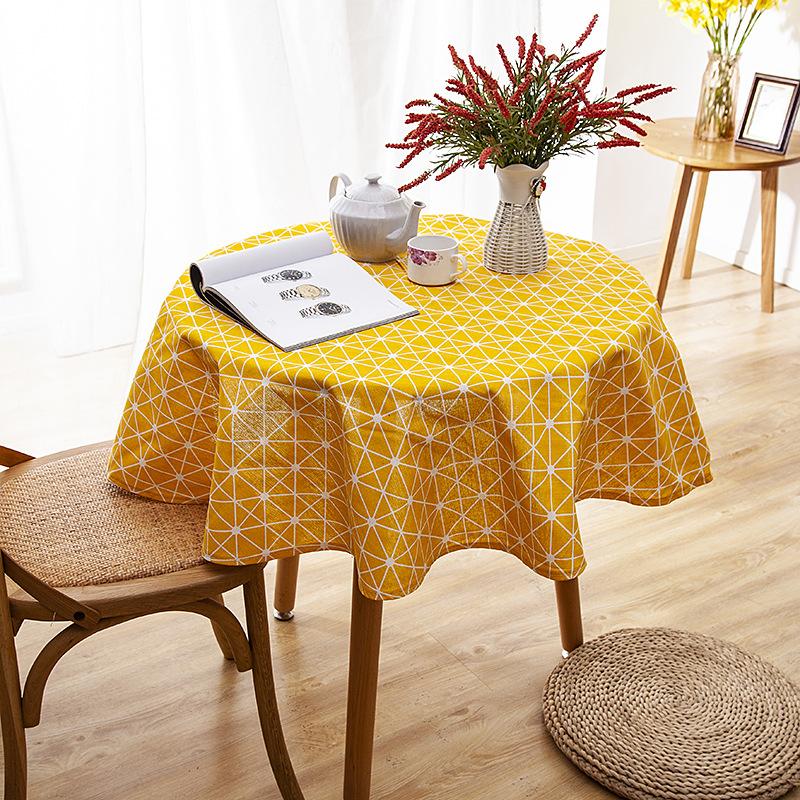 Polyester Cotton Imitation Linen Table Cloth Round Tablecloth Printed Fringed Tablecloth Cover Towel