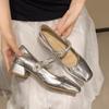 French Mary Jane Shoes Thick Heel Velcro Single Shoes Women's 2025 New Summer Beautiful Skirt Evening Small Leather Shoes