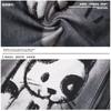 Vibe de rua design de nicho senso de estilo gato malhado pintado à mão jeans homens e mulheres mesmo estilo marca da moda casual solto reto calças