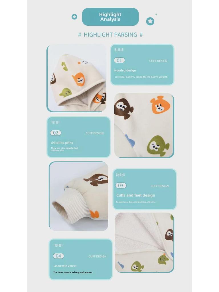 New Spring/Autumn Baby Jumpsuits: 3D Hooded Rompers for Boys & Girls, Perfect for Outings and Crawling.