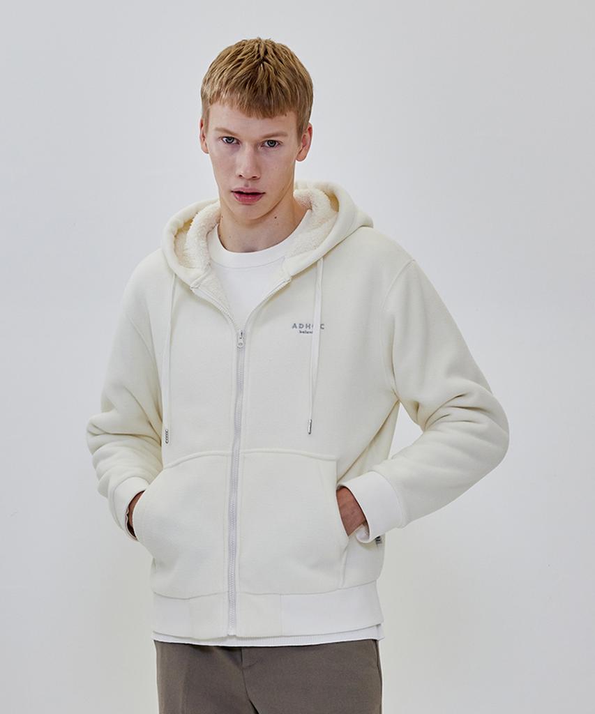 Adhoc Men'S Fleece Zip-Up Jumper (Ivory)