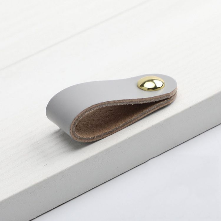 Furniture Wardrobe Head Layer Leather Pull Handles Children's Anti-Collision Cabinet Door Drawer Leather Handle