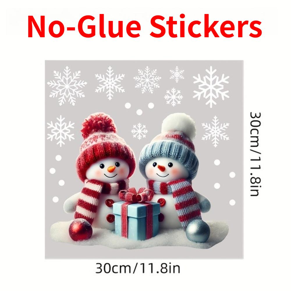 

1PC Christmas Snowman Window Sticker Static Cling Sticker Durable No Glue Suitable for Christmas New Year Home Decoration