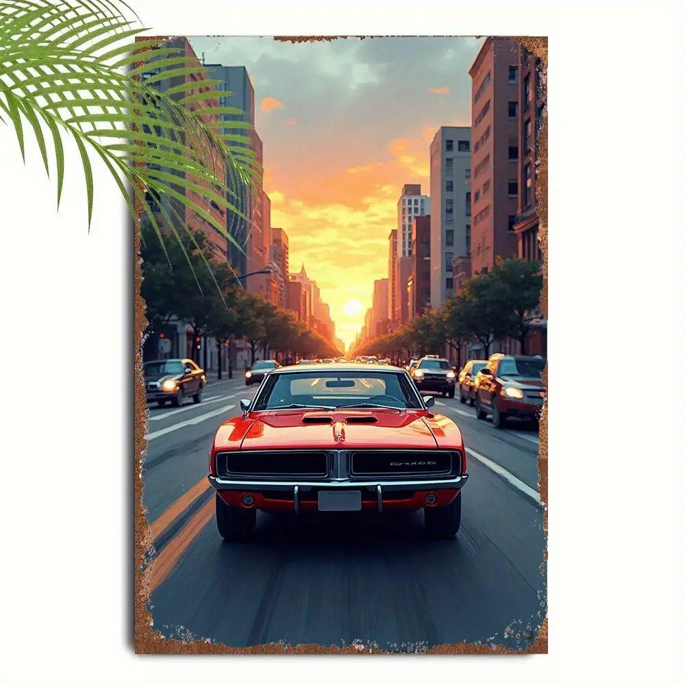 Vintage Metal Car Sign Decor Gift For Auto Lovers Garage Wall Art