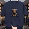 Men's Summer Cotton Fashion Casual Sports Loose Music Bear Pattern Printed Round Neck Short Sleeve T-shirt Top