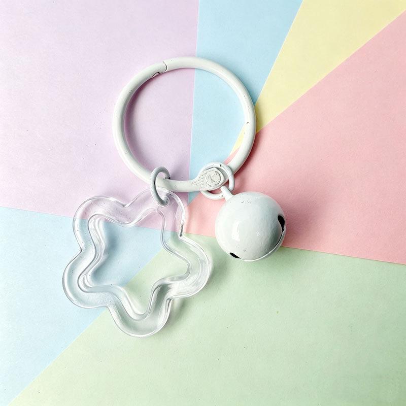 Transparent Acrylic Pentagram Bell Keychain Pendant - Stylish Women's Bag Ornament & DIY Accessory