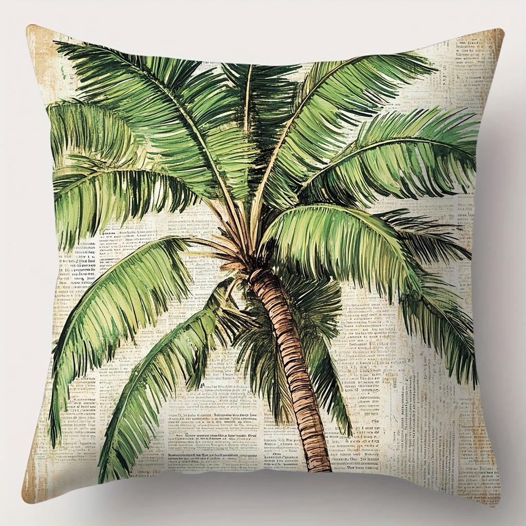 Tropical Print Cushions With Palm Tree And Truck Design Polyester pillowcase, sofa decorative cushion cov Headboard Pillow