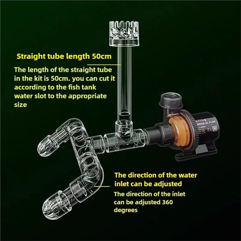 Aquarium Skimmer Transparant Acryl Lily Pipe Draaiend Oppervlak Inlaat Uitlaat Waterplant Tank Filter Reiniging B