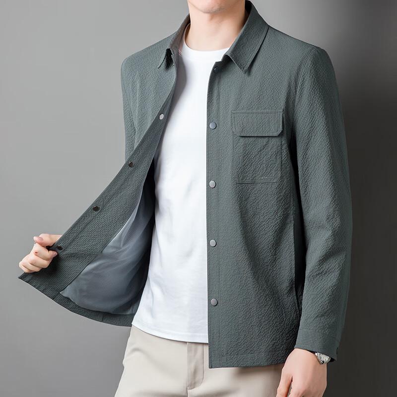 

Firstview Men s Urban Casual Seersucker Button-Up Long Sleeve Jacket FV25D1646 4XL