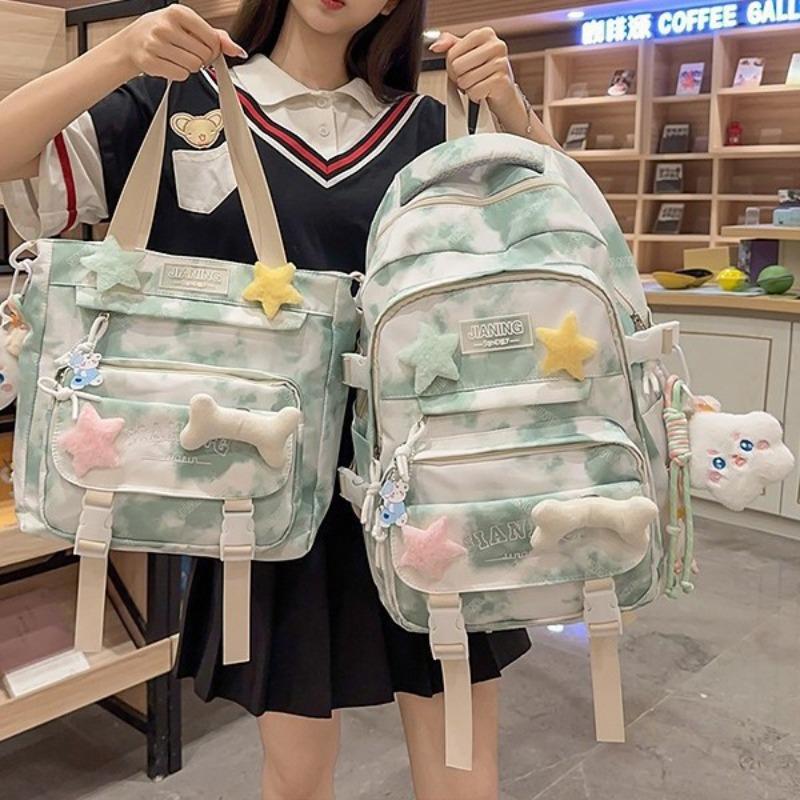 New High-value Personalized Graffiti Tie-dye Backpack, Lightweight and Large-capacity Backpack for Junior High School Students