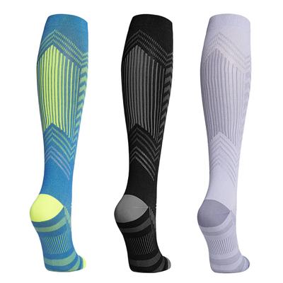 Chaussettes de pression de sport professionnelles, chaussettes hautes de corde à sauter, chaussettes de sport à rayures réfléchissantes de nuit