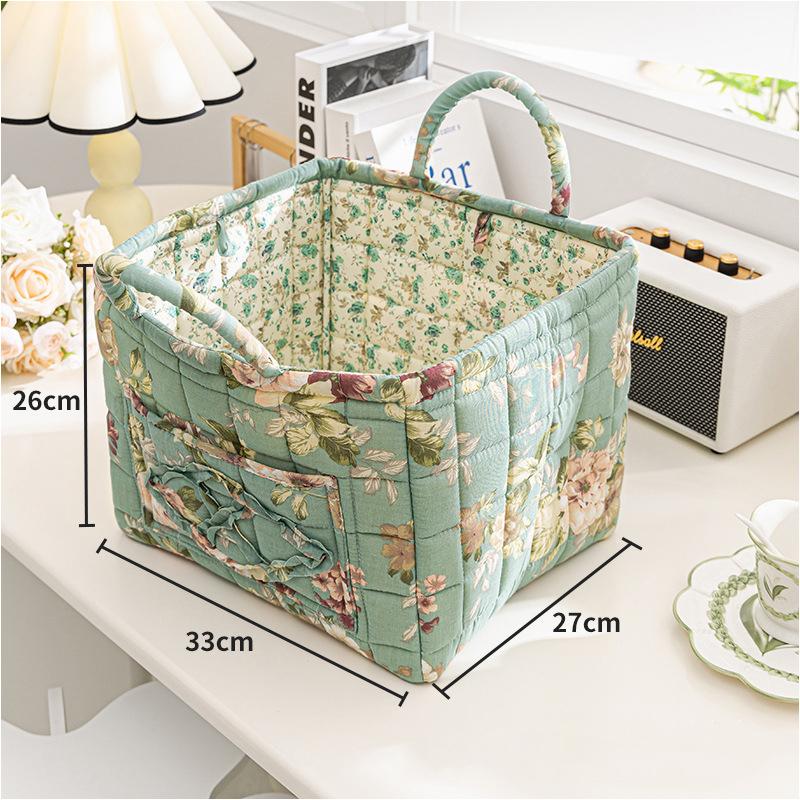 Floral Large Capacity Fabric Laundry Hamper with Easy Carry Handles Rural Pastoral Style Clothing Storage Baskets Home Organizer