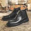Mittel Hohe Leder Schuhe Chelsea Boots Herren Frühling Leder Seitenreißverschluss Britischer Trend Lederstiefel Hoher Schaft Werkzeug Martin Stiefel
