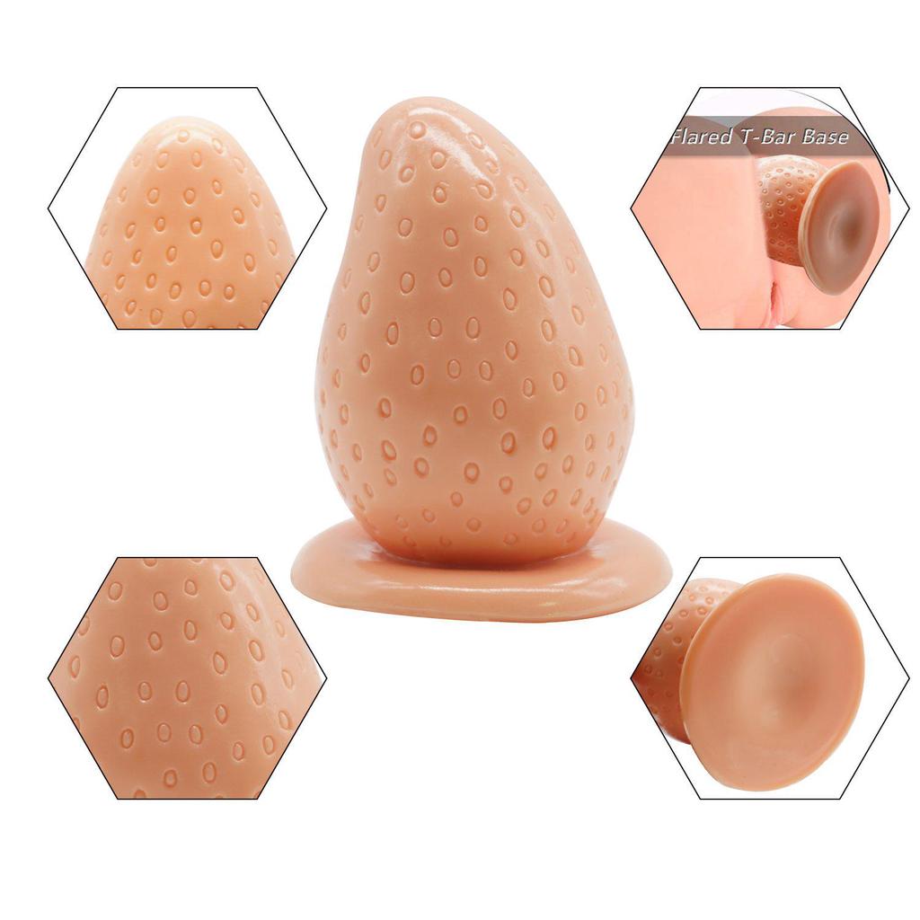 MoDi Plugue anal grande de morangos macios, plugue anal vaginal, bola expansora de próstata e ânus, brinquedos sexuais anais eróticos para mulheres e homens