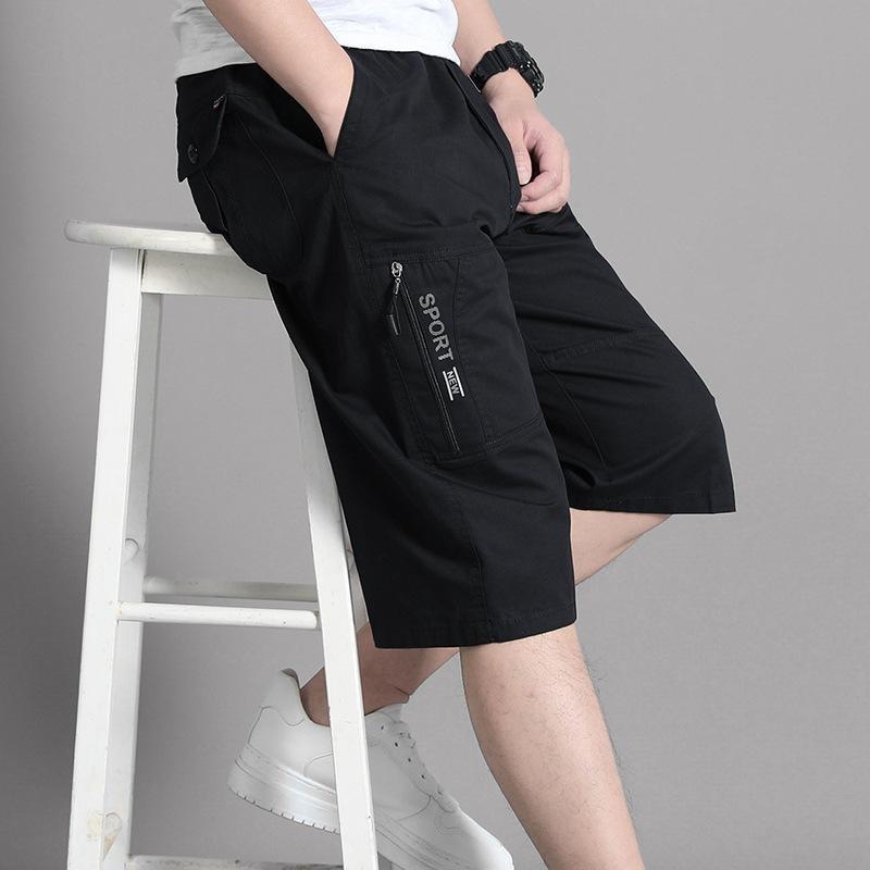 Men's Loose Plus Size Shorts Breathable Shorts Cotton Multi-Pocket Sports Shorts