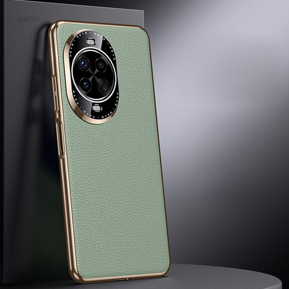 Hard Cover For HUAWEI NOVA 14 15 Ultra luxury Lens protection Nature Leather shockproof Plating Phone Back Case
