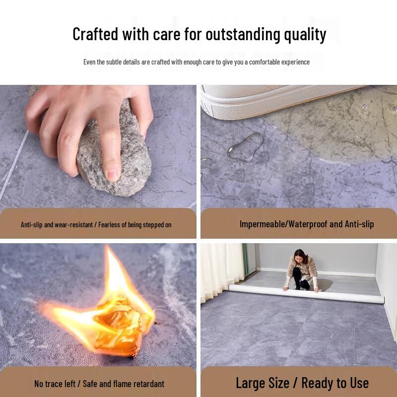 Sekodon Grey Marble PVC Floor Mat
