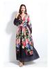 2025 Spring/Summer Floral V-Neck Lantern Sleeve Dress with Ruched Waist & Ruffle Hem