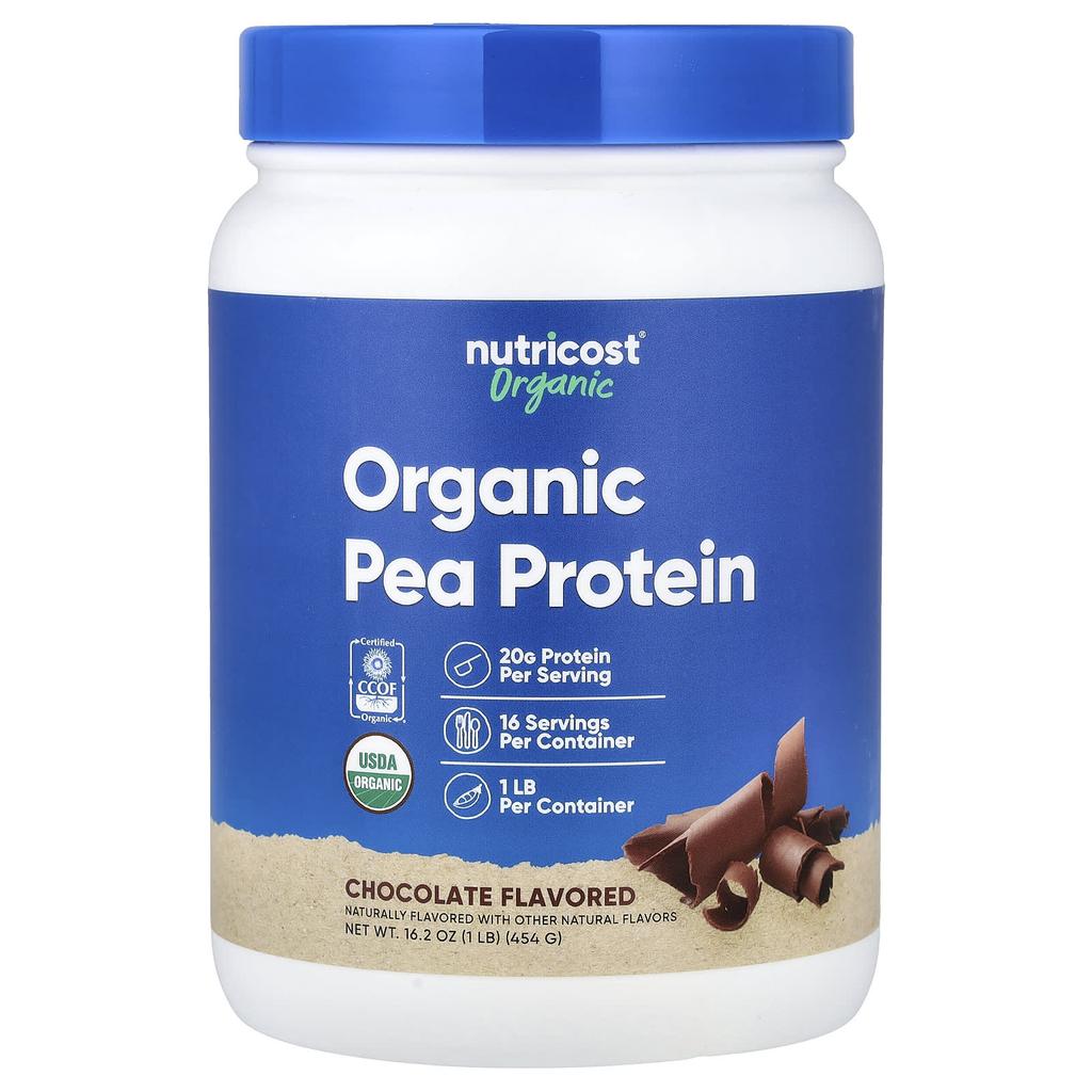 Nutricost, Organic Pea Protein, Chocolate, 1 lb (454 g)