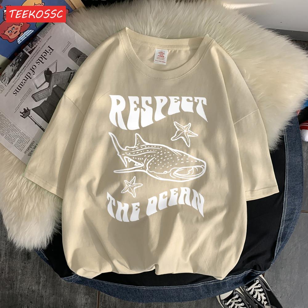 Respect The Ocean Protecting Whales Print Mans T-Shirts Fitting Oversized T-Shirt Leisure Soft Tshirt Pleasure Breathable Tops