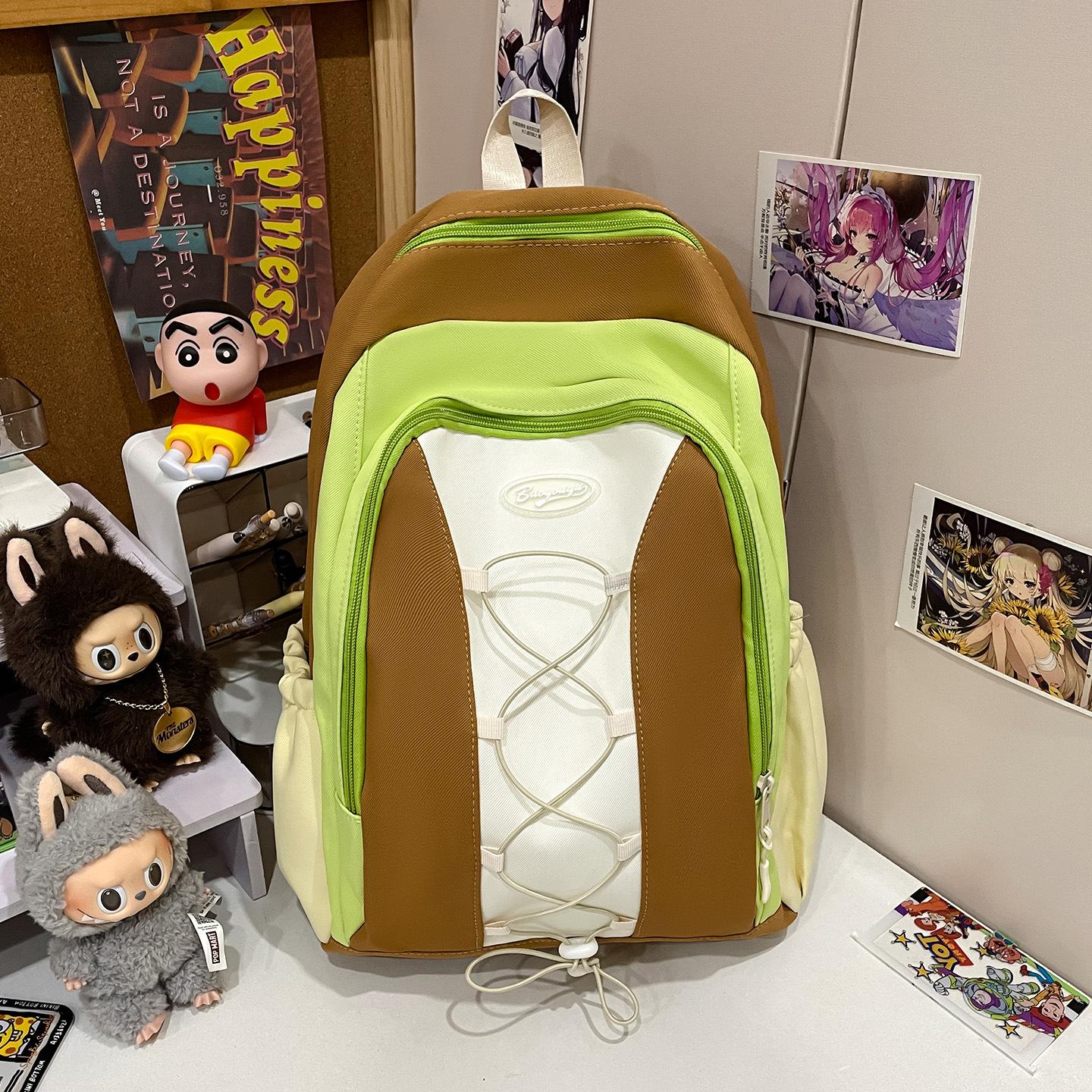 

Hong Kong style casual literature and art men and women trendy cool backpack large capacity high value new student bag fashion schoolbag коричневый