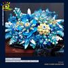 Non-Toxic 917Pcs Moc Blue Flower Model Building Blocks 3D Flores Bouquet Potted Plants Bricks Kits Children Diy Toy Home Decor