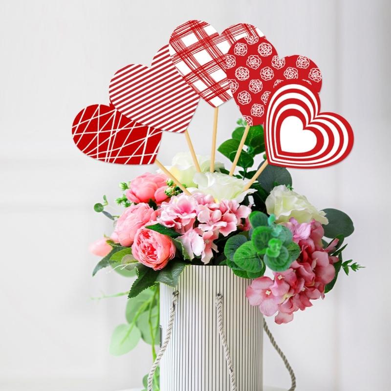 White Cardstock Vase Toppers Valentines Party Craft Set 15Pcs Assembled Home Decoration Accessories