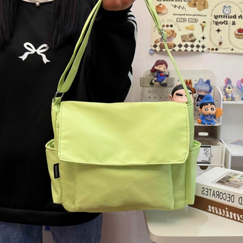 Solid Color Simple Casual Crossbody Bag Large Capacity Japanese Literature and Art Versatile Shoulder Bag Youth Campus Student Tote Bag