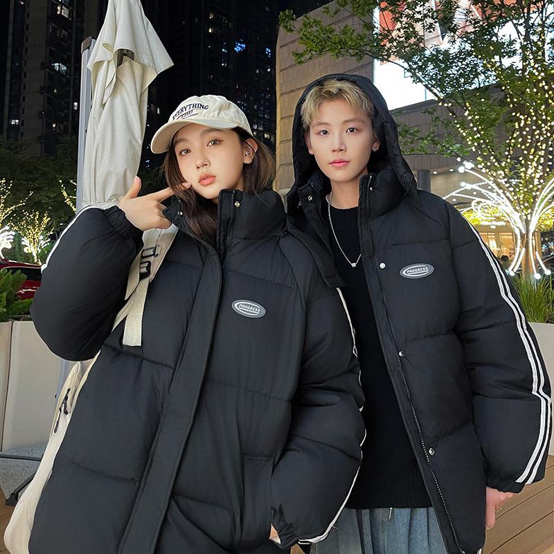 Down cotton-padded clothes for men and women in winter new loose college style couple versatile hooded cotton-padded jacket thick jacket