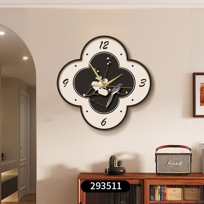 

Home & Garden Home Decor Clocks Medium style living room wall clock retro high-end sense mute floral watch 2025 new clock (as the picture,30cm3x0cm)