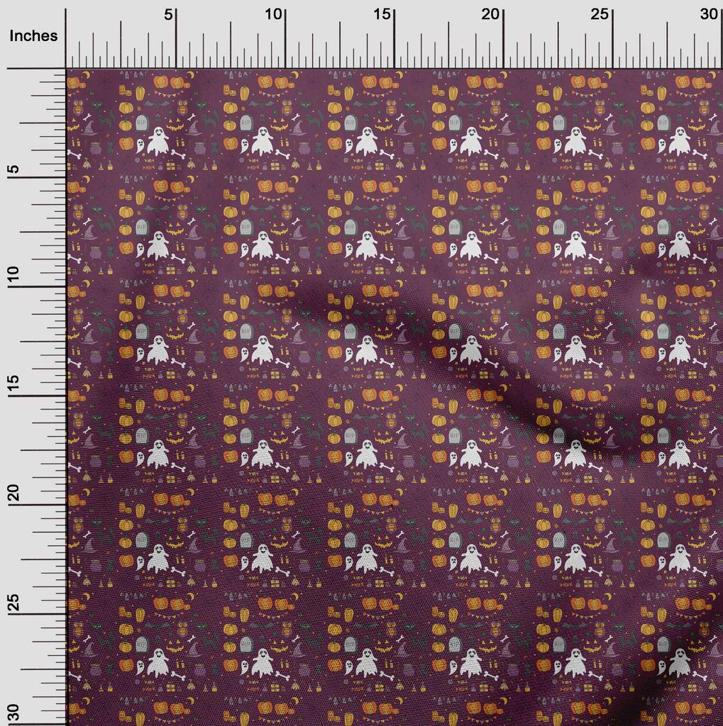 oneOone Cotton Flex Black Fabric Halloween Dress Material Fabric Print Fabric By The Yard 40 Inch