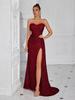 Robe de soirée bustier élégante avec fente - Robe de soirée longue jusqu'au sol