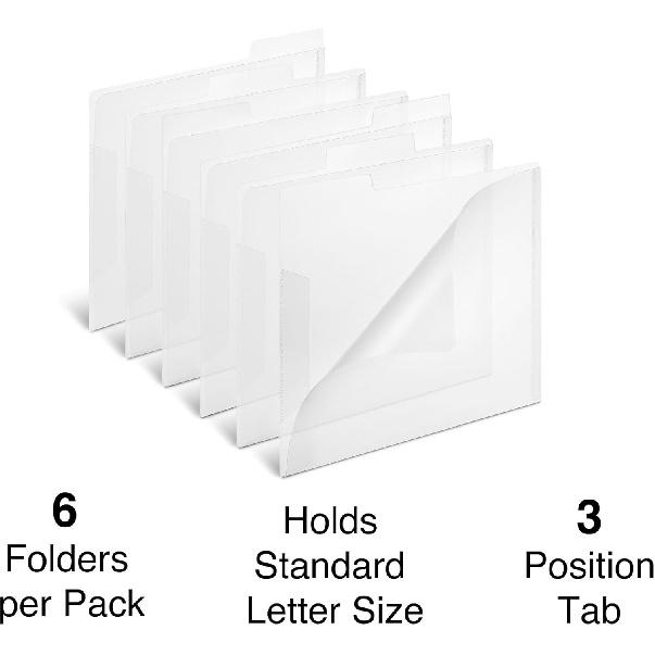 Staples 576460 Translucent Poly File Folders Clear 6/Pack