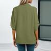 Top da donna casual a manica 3/4 con scollo a V e lavorazione traforata