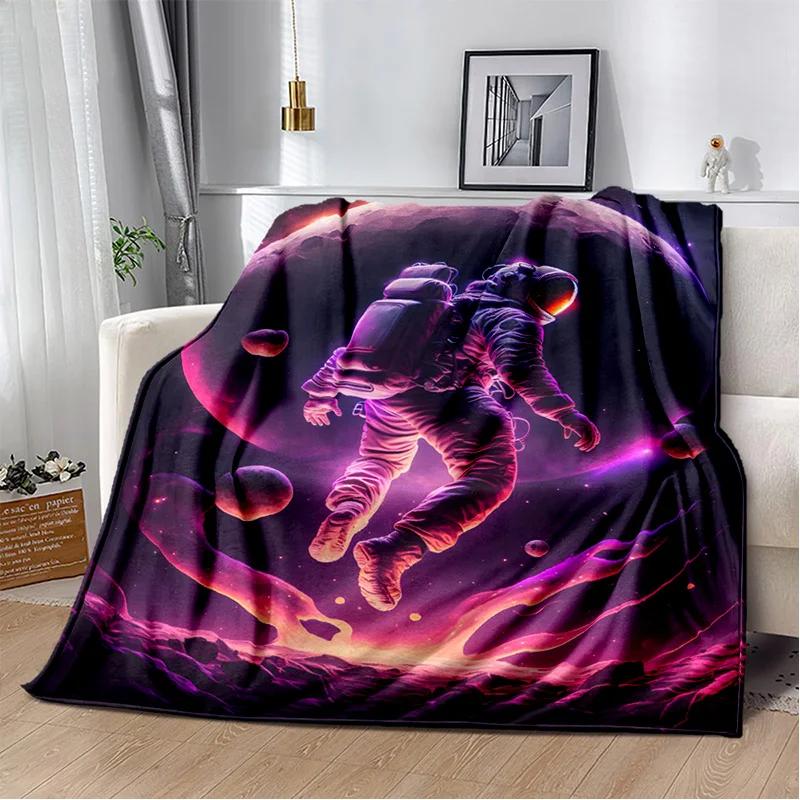3D Outer Space Astronaut Universe Spaceman Cartoon Blanket,Soft Throw Blanket for Home Bedroom Bed Sofa Office Cover Blanket Kid