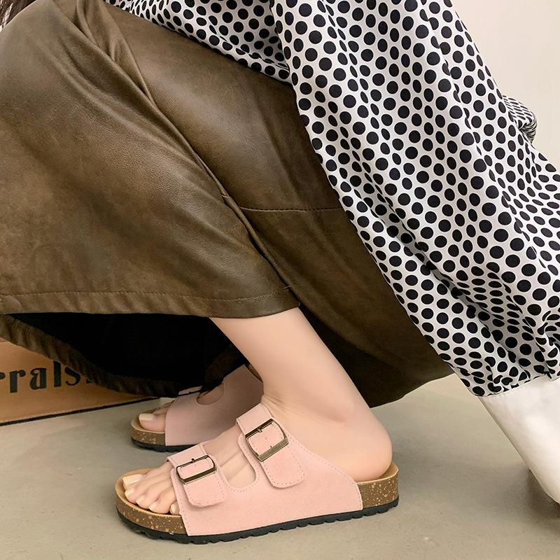 Leather Platform Shoes Women's Summer Wear New Half Slippers with Boken Cool Slippers