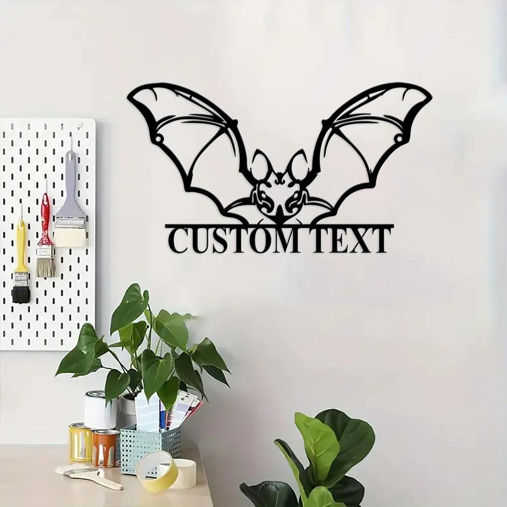 Halloween Bat Metal Wall Art, Cute Nursery Decor, Kids Room Gift, Hanging Home Decor
