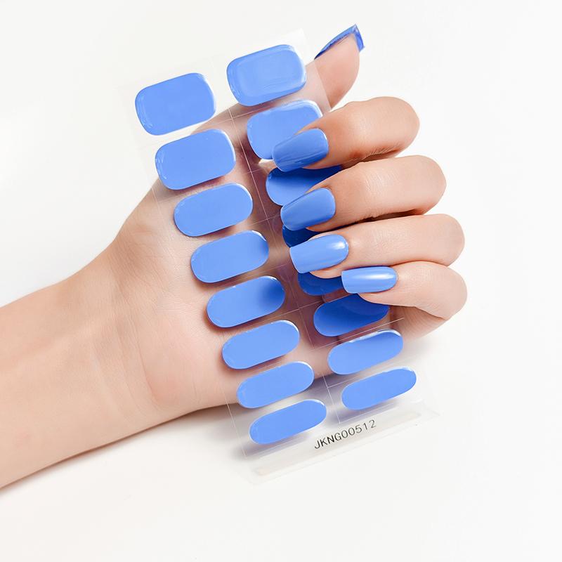Semi-uitgeharde Stickers Solide Volledige Dekking UV Lamp Gel Nagellak Strips Manicure Decoratie Puur Langdurig blue