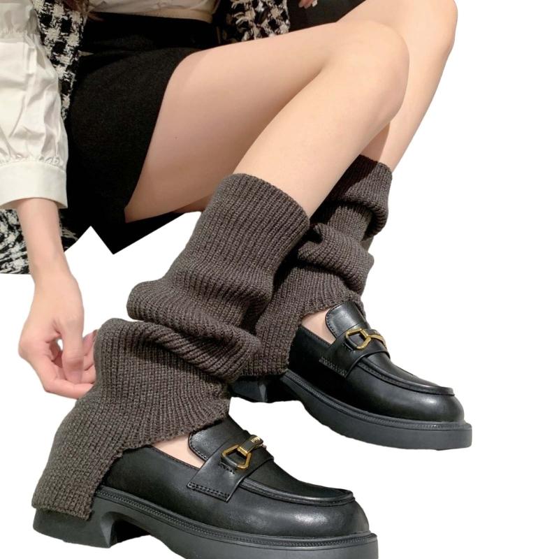 Womens Lolitas Knit Long Socks Flared Leg Warmers Harajuku Booties Socks Winter Warm Ankle Heap Socks