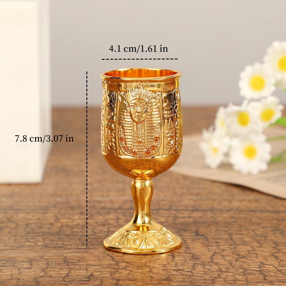 European Liquor Cup, Alloy Light Luxury Carved Pattern Goblet, Retro Mini Vodka Tumbler,  Creative Gift Home Decoration, 1pcs