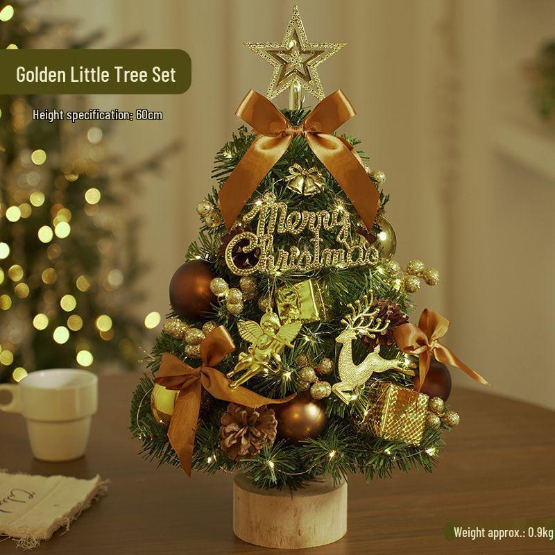 2024 Mini Christmas Tree with Lights: Stylish Tabletop Ornament for Home Decor